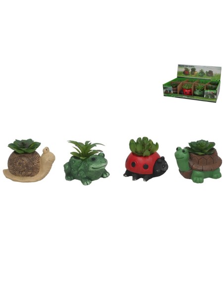 ANIMALES 4 SURT. MACETA C/PLANTA 14X10,5X7/10 CM