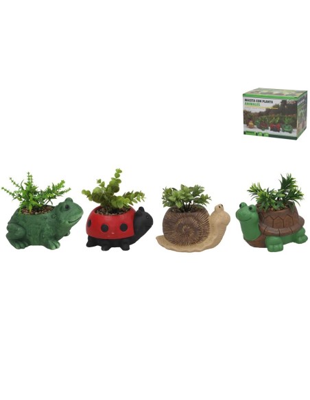 ANIMALES 4 SURT. MACETA C/PLANTA19X14X9/16 CM
