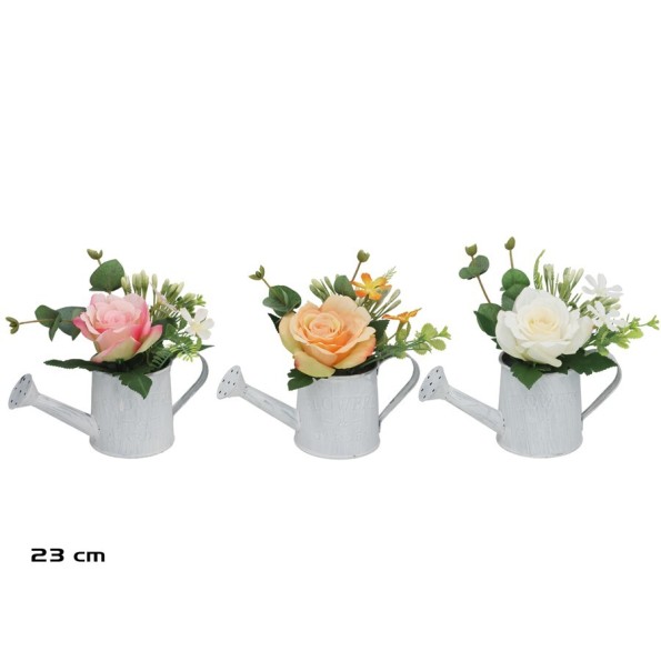 MACETA REGADERA METAL ROSA-MIX 17 CM (S)