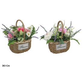 CESTO MIMBRE ROSAS MIX 23X15X30CM (S)