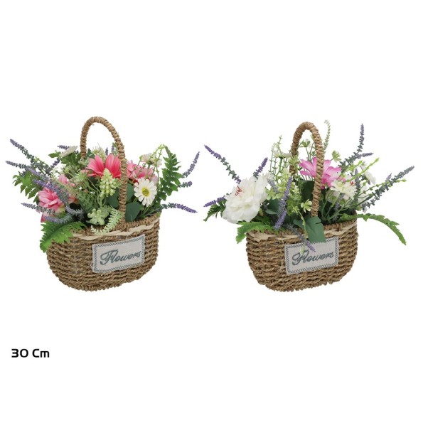 CESTO MIMBRE ROSAS MIX 23X15X30CM (S)