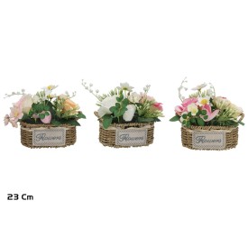 CESTO MIMBRE ROSAS MIX 20X12X23CM (S)