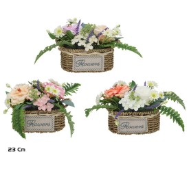 CESTO MIMBRE ROSAS MIX 20X12X23CM (S)