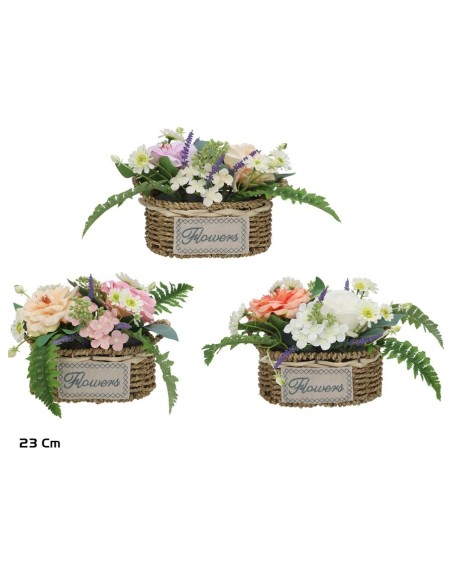 CESTO MIMBRE ROSAS MIX 20X12X23CM (S) REF2987