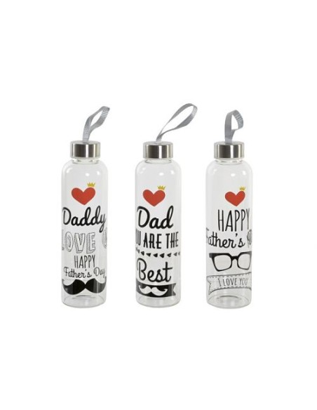 BOTELLA BOROSILICATO 6,5X6,5X23 550ML. PAPA 3 SURT