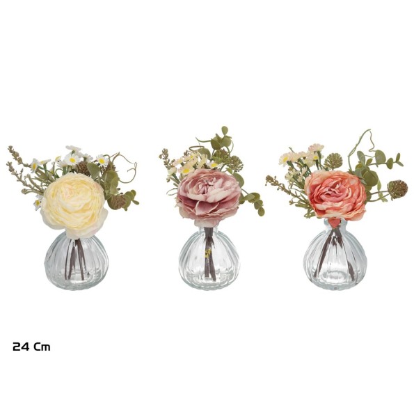 FLORERO SIMIL AGUA  ROSA DRIED-24 CM (S)