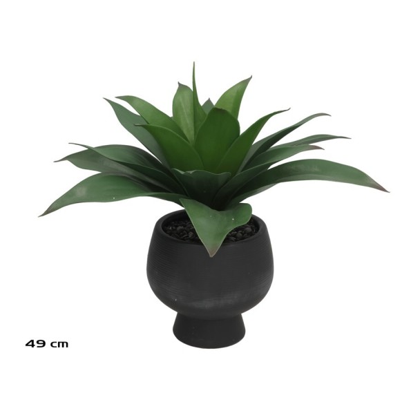 MACETA CERAMICA NEGRA AGAVE - 49 CM