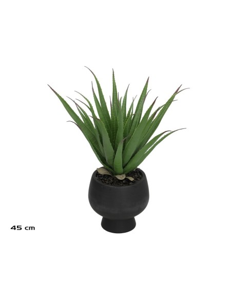 MACETA CERAMICA  NEGRA  ALOE - 45 CM