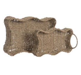 BANDEJA SET 2 SEAGRASS METAL 40X25X14 NATURAL