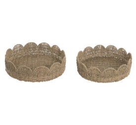 BANDEJA SET 2 SEAGRASS METAL 45X45X12 NATURAL