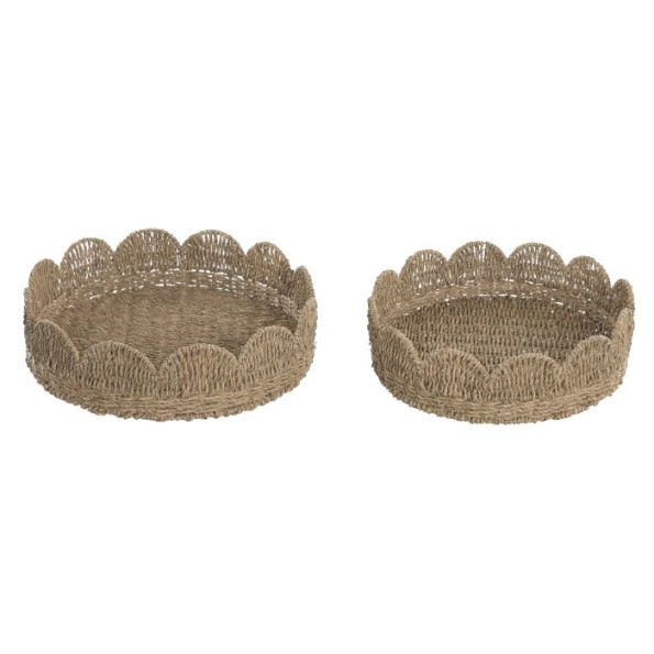 BANDEJA SET 2 SEAGRASS METAL 45X45X12 NATURAL
