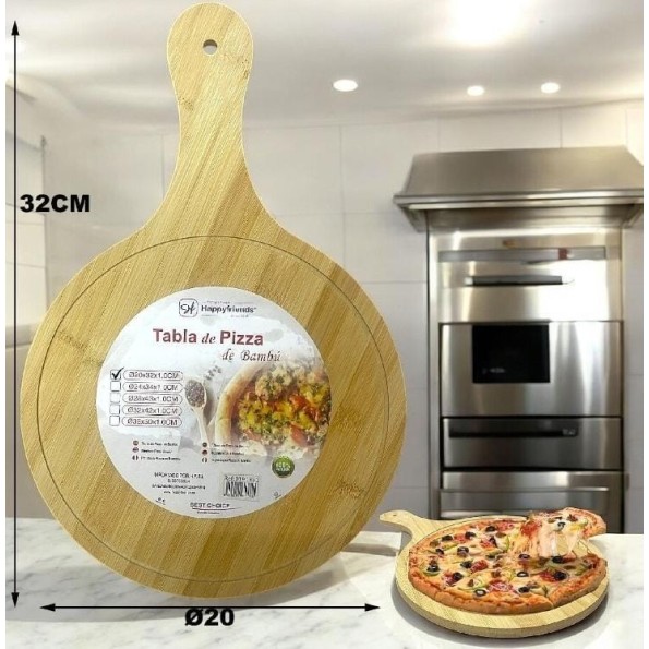 TABLA PIZZA DE BAMBÚ Ø20*32*1.0CM