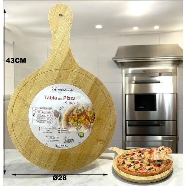 TABLA PIZZA DE BAMBÚ Ø28*43*1.0CM