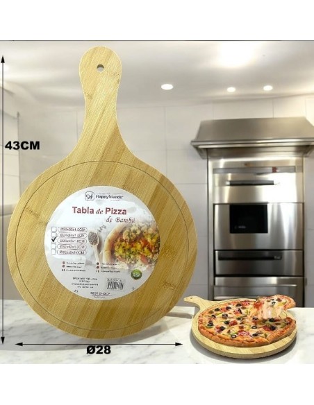 TABLA PIZZA DE BAMBÚ Ø28*43*1.0CM