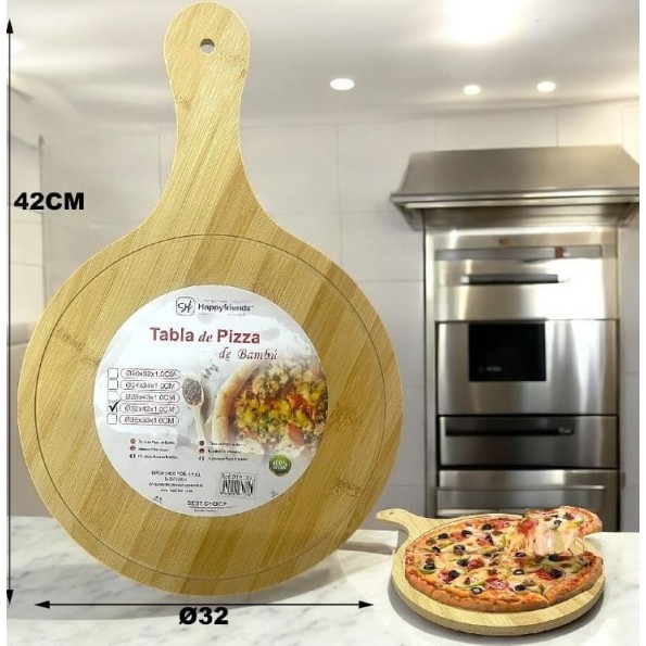 TABLA PIZZA DE BAMBÚ Ø32*42*1.0CM