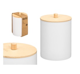 BOTE PLASTICO TAPA BAMBU BLANCO