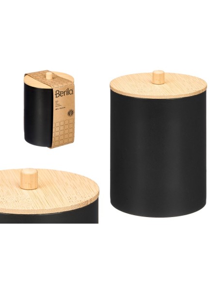 BOTE PLASTICO TAPA BAMBU NEGRO