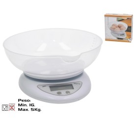 BASCULA DE COCINA DIGITAL 5KG BLANCO 20X18X9CM