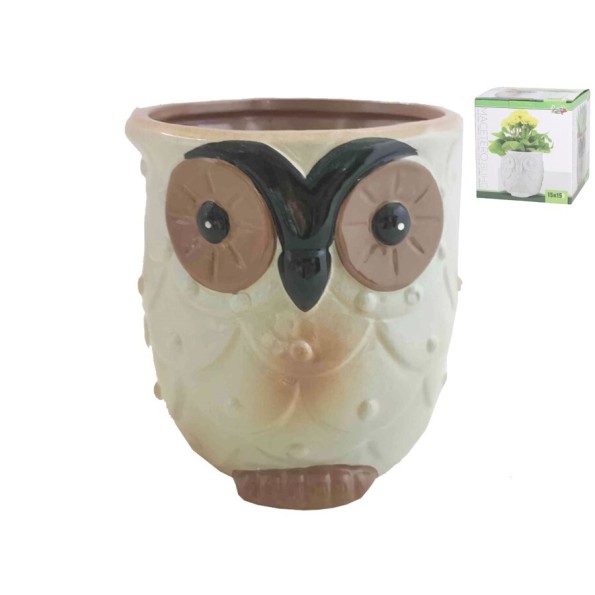 MACETERO PORCELANA BUHO CLOE 15X15X15,5 CM