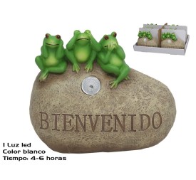 PIEDRA C/RANAS LUZ SOLAR LED 15,8X8X13 CM 6H