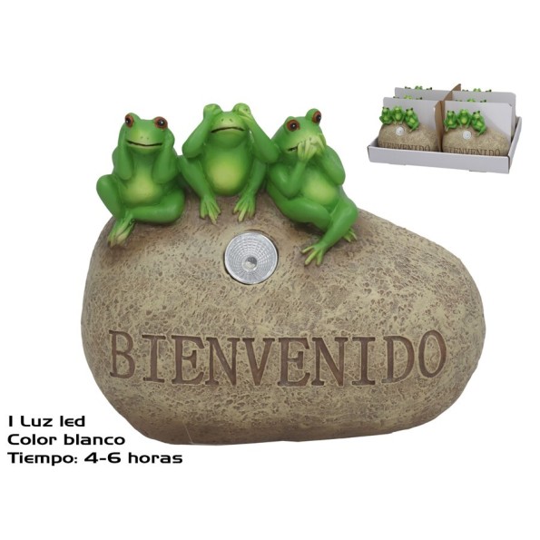 PIEDRA C/RANAS LUZ SOLAR LED 15,8X8X13 CM 6H