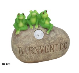 PIEDRA C/RANAS LUZ SOLAR LED 21,5X11X18 CM 6H