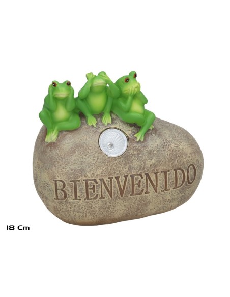 PIEDRA C/RANAS LUZ SOLAR LED 21,5X11X18 CM 6H