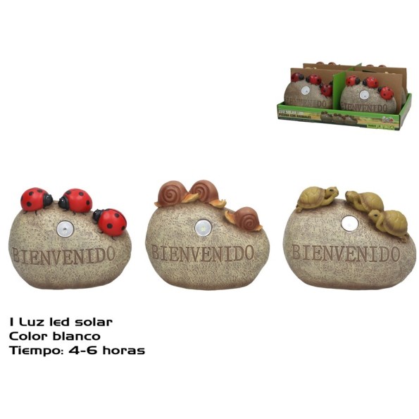 PIEDRA C/ANIMA 3 SURT 2 LUZ SOLAR LED 16X7,8X13 CM