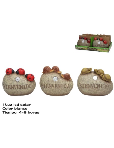 PIEDRA C/ANIMA 3 SURT 2 LUZ SOLAR LED 16X7,8X13 CM