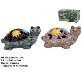 TORTUGA C/FLORES 2 SURT LUZ SOLAR LED 23X14,5X12 C