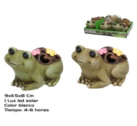 RANA C/FLORES 2 SURT LUZ SOLAR LED 11,5X9X8 CM 6H