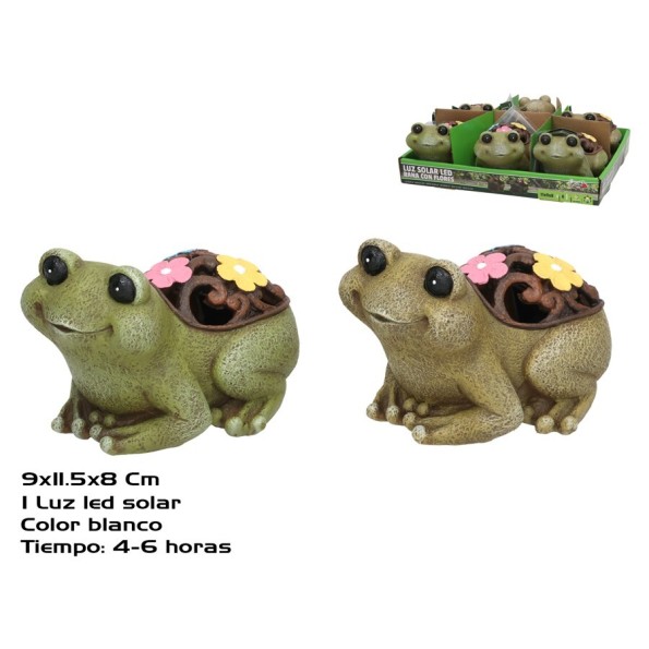 RANA C/FLORES 2 SURT LUZ SOLAR LED 11,5X9X8 CM 6H