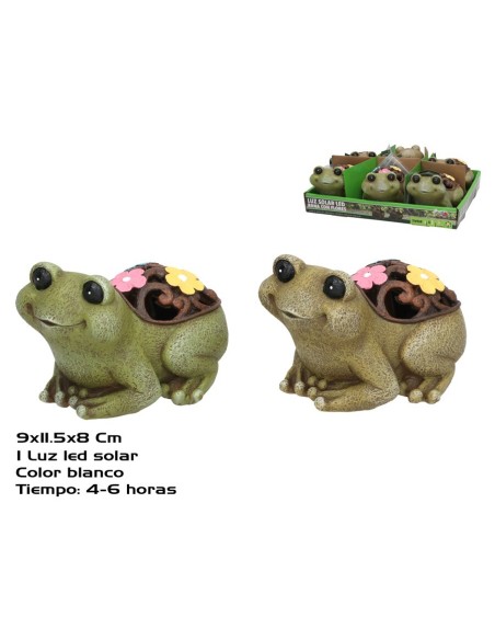 RANA C/FLORES 2 SURT LUZ SOLAR LED 11,5X9X8 CM 6H