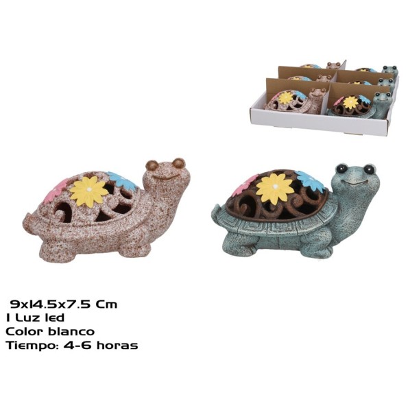 TORTUGA C/FLORES 2 SURT LUZ SOLAR LED 14,5X9X7,5 C