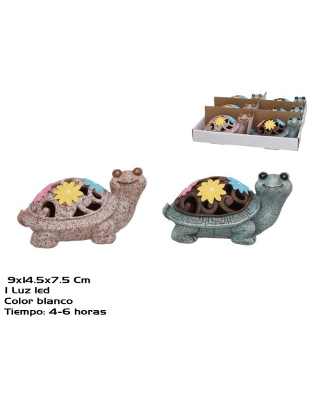 TORTUGA C/FLORES 2 SURT LUZ SOLAR LED 14,5X9X7,5 C