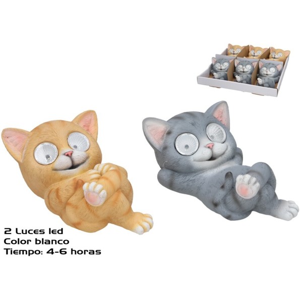 GATO LEO 2 SURT 2 LUZ SOLAR LED 17X10,5X7 CM 6H