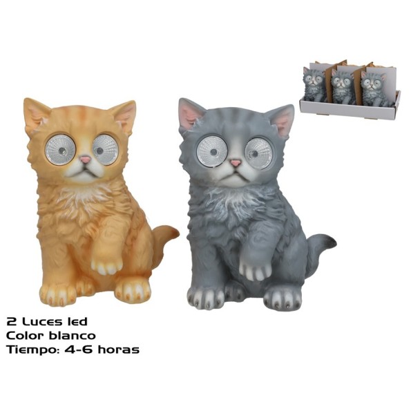 GATO LUCAS 2 SURT 2 LUZ SOLAR LED 10X7X13,5 CM 6H