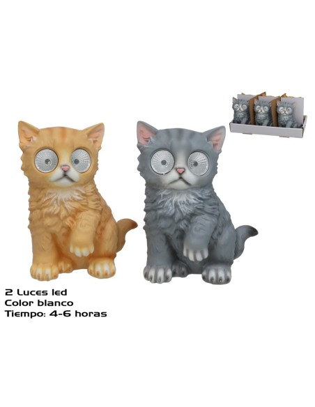 GATO LUCAS 2 SURT 2 LUZ SOLAR LED 10X7X13,5 CM 6H