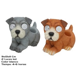 MACETERO PERRO 2 SURT 2 LUZ SOLAR LED 13x9x11 CM 6