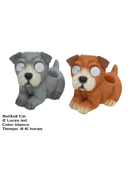 MACETERO PERRO 2 SURT 2 LUZ SOLAR LED 13x9x11 CM 6