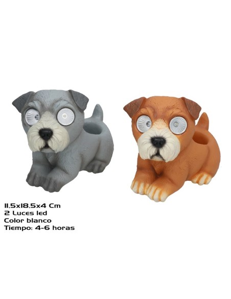 MACETERO PERRO 2 SURT 2 LUZ SOLAR LED 18.5x11.5x4