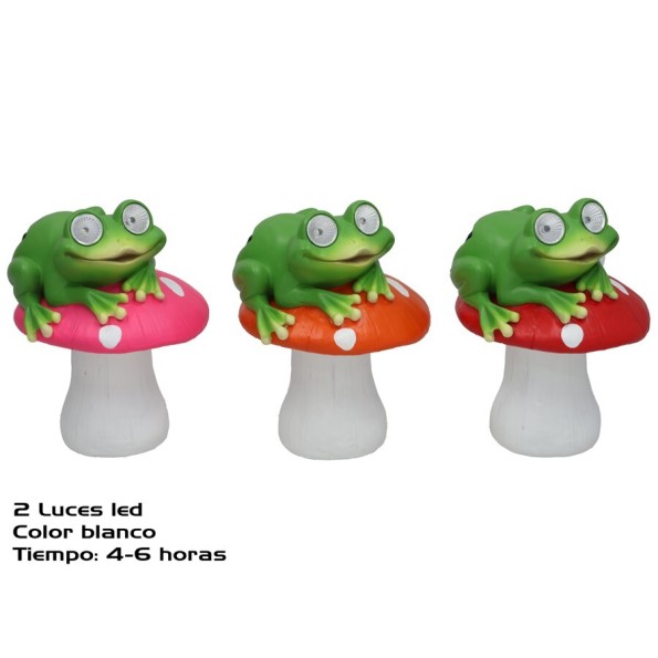 RANA C/SETA 3 SURT 2 LUZ SOLAR LED 13,5X14X18 CM 6