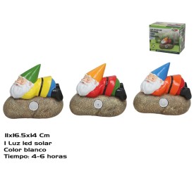 PIEDRA C/GNOMO LUZ SOLAR LED 16,5X11X14 CM 6H