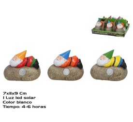 PIEDRA C/GNOMO LUZ SOLAR LED 11X7X9 CM 6H