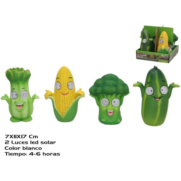 VERDURAS 4 SURT 2 LUZ SOLAR LED 11X7X17 CM 6H