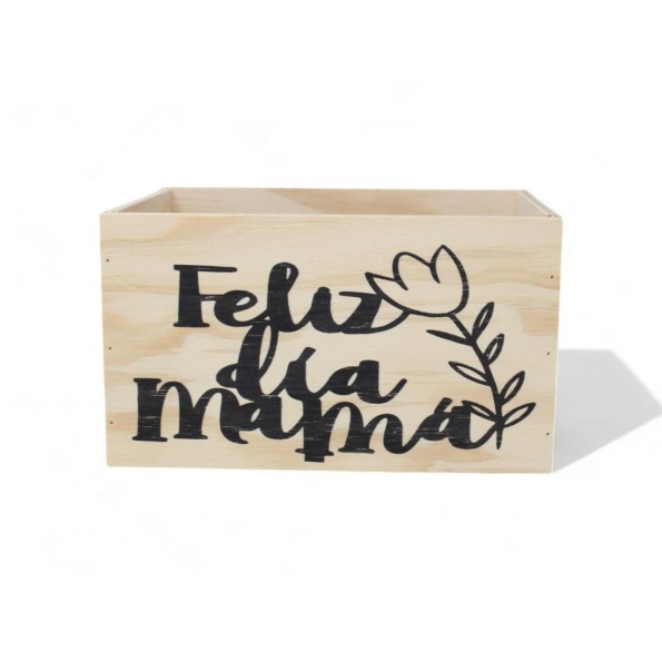 CAJA LISA 21X15X12 C/CUERDA FELIZ DIA MAMA