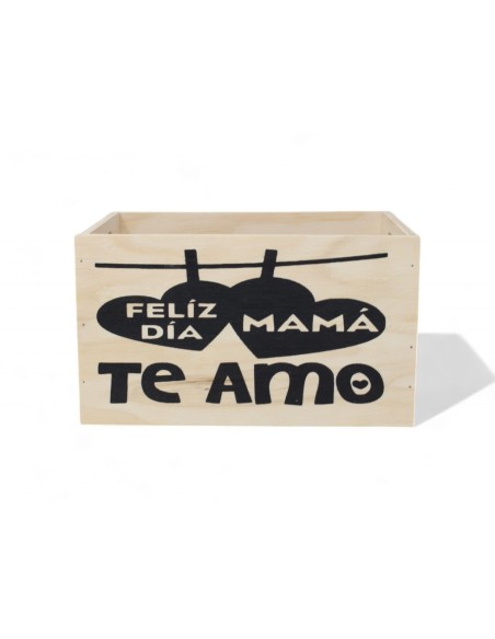 CAJA LISA 21X15X12 C/CUERDA FELIZ DIA MAMA TE AMO