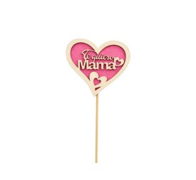 PICK TE QUIERO MAMA FIELTRO ROSA 9CM