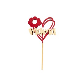 PICK CORAZÓN FRESA MAMA 10CM L.50 PACK10