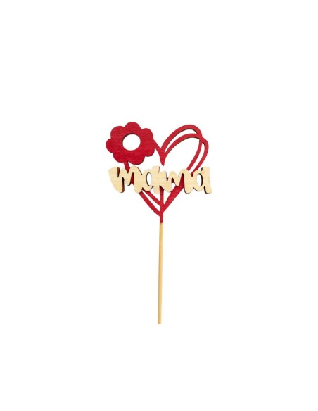 PICK CORAZÓN FRESA MAMA 10CM L.50 PACK10